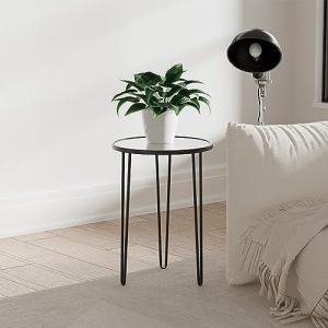 Palama Small Side Table for Living Room, Modern Home Décor Black Side Table, Easy Assembly Small Black Table, Small Accent Table
