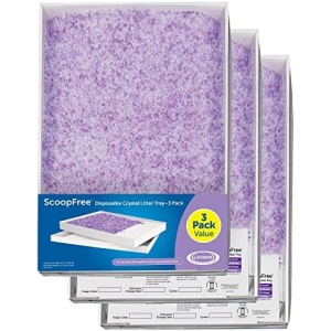 PetSafe ScoopFree Crystal Litter Tray Refills – Lavender Crystals, 3-Pack – Disposable Tray – Includes Leak Protection & Low Tracking Litter – Absorbs Odors on Contact