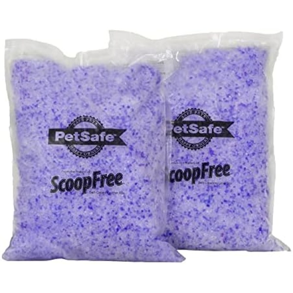 PetSafe ScoopFree Premium Crystal Cat Litter - 5x Better Odor Control Than Clay Litter - Less Tracking & Dust For A Fresh Home - Non-Clumping - Two 4.3 lb Bags Of Litter (8.6 lb Total) - Lavender