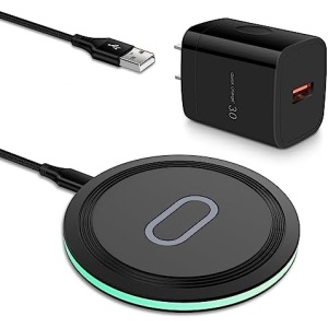 Pixel 7a Wireless Charger Pad, 15W Fast Wireless Charging Pad with Adapter for Google Pixel 7a 7 Pro 6 Pro 6 5, iPhone 14 13 12 11 Pro Max,Samsung Galaxy S23 Ultra S23 S22 Ultra S21 FE S20 Note 20 10