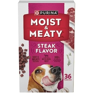 Purina Moist and Meaty Steak Flavor Soft Dog Food Pouches - 36 ct. Pouch