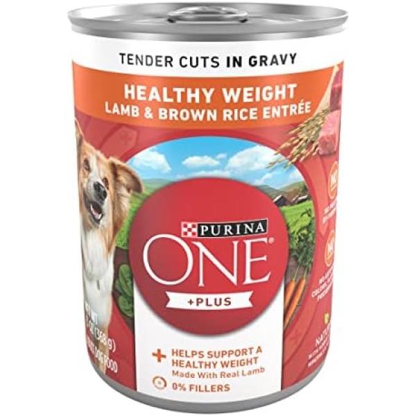 Purina ONE Plus Tender Cuts in Gravy Healthy Weight Lamb and Brown Rice Entree in Wet Dog Food Gravy - (12) 13 oz. Cans