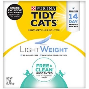 Purina Tidy Cats Low Dust Clumping Cat Litter, LightWeight Free & Clean Unscented, Multi Cat Litter - 17 Lb. Box