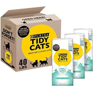 Purina Tidy Cats Unscented Cat Litter, Free & Clean Clumping Clay Cat Litter, Recyclable Box - 40 lb. Bag