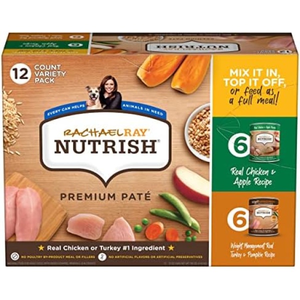 Rachael Ray Nutrish Wet Dog Food, Chicken & Turkey Variety Pack, 13 Ounce Can (Pack of 12)