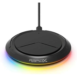 RapidX Prismo RGB Wireless Charger,10W Max Fast Wireless Charging Pad Compatible with iPhone 14/14 Plus/14 Pro/14 Pro Max/13/13 Mini/SE 2022/12/11/X/8,Samsung Galaxy S22/S21/S20,AirPods Pro 2(Black)