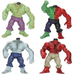 Ratebute 4PCS Super Hero Action Figures,Grey Red Green Compound Versions Incredible Action Adventures Figure Party Decoration Toy for Anime Lovers Room Decor Birthday Gift, or Collectible