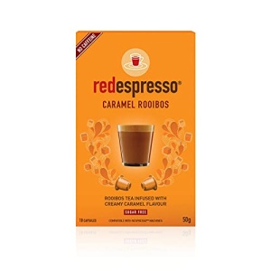 Rooibos Tea Caramel - Red Espresso - South African - Pods Compatible with Nespresso machines - Vegan, Non GMO, Antioxidant, Calming (10 Pods)