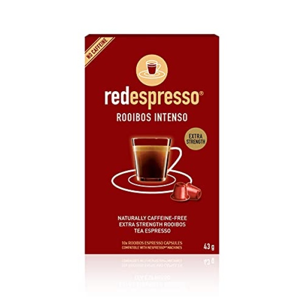 Rooibos Tea Intenso - Red Espresso - South African - Pods Compatible with Nespresso machines - Vegan, Non GMO, Antioxidant, Calming (10 Pods)