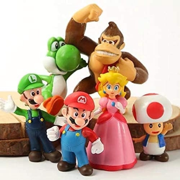 SATZIG 6 Pcs Mini Mario Toys - Mario Toys Action Figures, Mario Brothers Figures Collection Playset, 1.2 "- 2.4" Tall