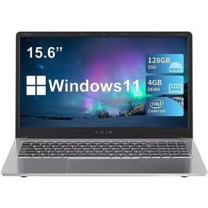 SGIN Laptop 4GB DDR4 RAM 128GB SSD, 15.6 Inch Notebook, Windows 11 Laptops Computer with Intel Celeron Qaud-Core Processor, Intel UHD Graphics 600, Wi-Fi, Bluetooth 4.2, USB3.0, Mini HDMI, Webcam