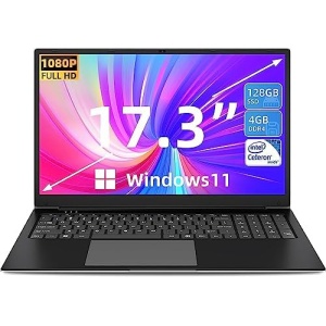 SGIN Laptop Computer, 17 Inch 1920 * 1080 IPS Display，4GB RAM 128GB ROM, Windows 11 Laptops with Intel Celeron Quad Core Processor, Mini HDMI, Webcam, Dual-Brand WiFi, 512GB Expansion