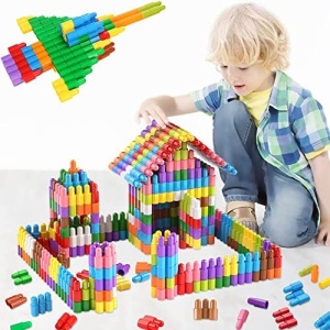 Salanheo Kids 140pcs Set Building Blocks Construction Toy - Learning STEM Toys Educational Kit Child - 10 Colors Building Toys for Kids Ages 3+