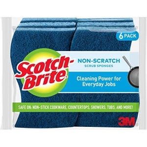 Scotch-Brite Non-Scratch Scrub Sponges, Sponges for Cleaning Kitchen, Bathroom, and Household, non-scratch Sponges Safe for Non-Stick Cookware, 6 Scrubbing Sponges