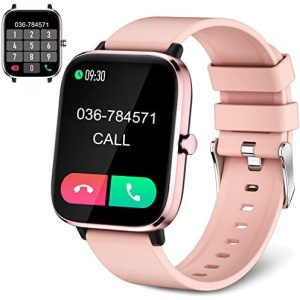Smart Watch for Women(Call Receive/Dial), Smartwatch for Android Phones and iPhone Compatible, Fitness Tracker 1.69" Full Touch Color Screen IP67 Waterproof with Heart Rate Monitor Sleep Tracker, Pink