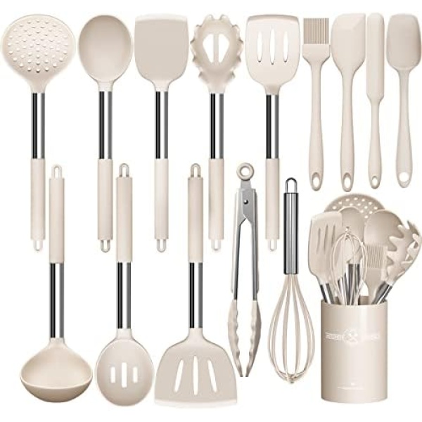 Stainless Steel Kitchen Cooking Utensil Set, Umite Chef 15 pcs Cooking Utensils - Nonstick Kitchen Utensils Cookware Set Spatula Set -Kitchen Gadgets Utensils Set, Kitchen Tools Gift