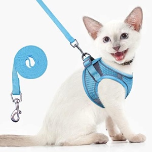 Step in Cat Vest with Leash Set no Escape Proof Soft,Waking cat Adjustable Vest Harness for Puppy, Comfortable Outdoor Lightweight,Easy Control Breathable