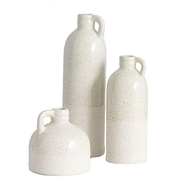 Sullivans Ceramic Jug Vase Set, Farmhouse Decor, Kitchen, Bedroom, Office, Living Room, Bathroom, & Coffee Table Centerpiece Decorations, Vases for Decor, Mantle & Shelf Décor, White Vases (CM2875)