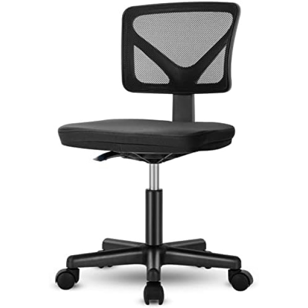 Sweetcrispy Desk Chair, Armless Office Chair, Computer Chair, Small Home Office Chairs Low-Back Mesh Chair Task Chair Swivel Rolling Chair No Arms for Small Space with Lumbar Support
