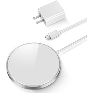 THREEKEY Magnetic Wireless Charger,15W Max Wireless Charging Pad with USB-C 20W PD Adapter, Compatible with MagSafe Charger for iPhone 14/14 Pro/14 Plus/14 Pro Max/iPhone 13/13 Mini/13Pro max,Silver