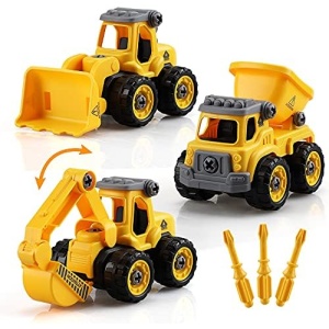 TOY Life Constructions Toys Vehicles Trucks Take Apart Toys Sandbox Toys Trucks Set Excavators Building Car Toys with Drills - Best Gifts Truck Toys for Boys Kids Toddlers 3 4 5 6 7 8 Years Old