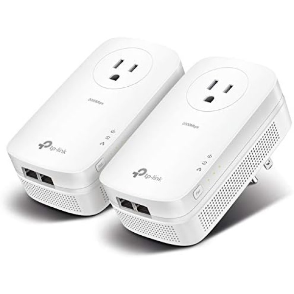 TP-Link AV2000 Powerline Adapter - 2 Gigabit Ports, Ethernet Over Power, Plug&Play, Power Saving, 2x2 MIMO, Noise Filtering, Extra Power Socket for other Devices, Ideal for Gaming (TL-PA9020P KIT)