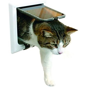 TRIXIE Pet Products 4-Way Locking Cat Door with Tunnel, White