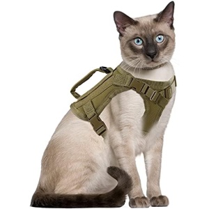 Tactical Cat Harness for Walking, Adjustable Escape Proof Pet Vest for Large Medium Fat Kitten Cat,Small Dog,Easy Control Breathable Cat Vest with Handle