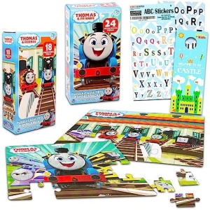 Thomas The Train Puzzles for Kids, Toddlers - Bundle with 2 Thomas and Friends Puzzles, Stickers, More | Thomas The Train Toys for Boys