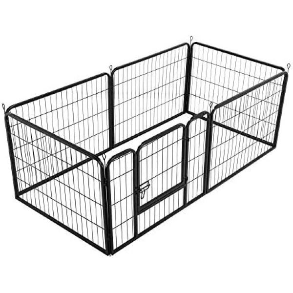 Topeakmart 24-Inch 6 Panel Heavy Duty Portable Pet Playpen Dog Exercise Pen Cat Fence Crate Cage Kennelwith Door Puppy Rabbits Play Pen,Outdoor/Indoor,Black