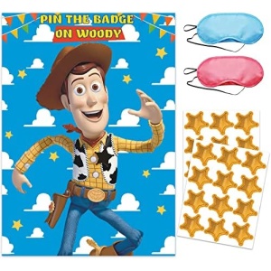 Toy Inspired Story Birthday Party Supplies, Pin The Badge on Woody, Toy Inspired Story Birthday Party Game, Large Poster for Toy Inspired Story Birthday Decorations