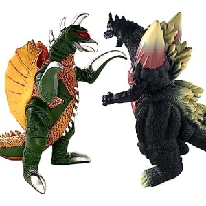 TwCare Set of 2 SpaceGodzilla Disosaur Dragon Gigan Space Toys, Kaiju Universe Action Figures King of The Monsters Movable Joints Movie Series Soft Vinyl, Travel Bag