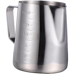 ULTECHNOVO 1PC Coffee Pitcher espresso measuring cup milk jug milk tea cup Stainless Steel Baking Cup with scale Coffee machine Barista cappuccino pitcher cup coffee cup milk