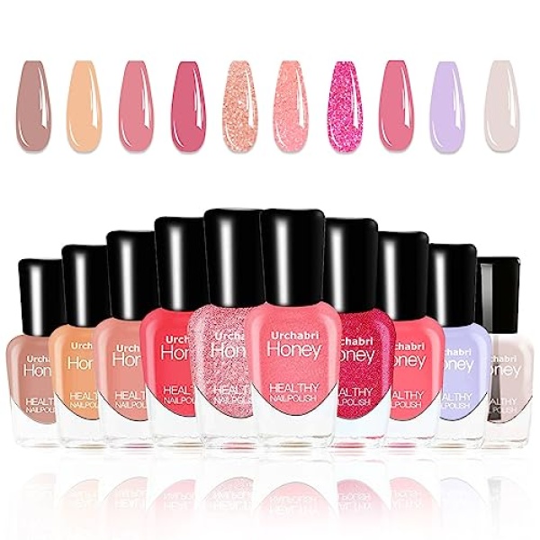 Urchabri Nail Polish，10 Colors Nail Polish set,Quick dry nail polish, Nail polish kit,Non toxic nail polish,Nail Polish Kit Easy, Peel-off Nail Polish,insta dry nail polish,Fingernail polish (S10-02)