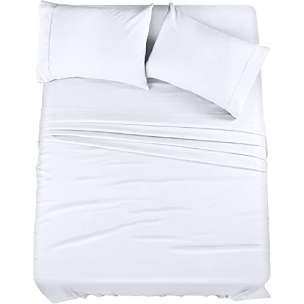 Utopia Bedding Queen Bed Sheets Set - 4 Piece Bedding - Brushed Microfiber - Shrinkage and Fade Resistant - Easy Care (Queen, White)