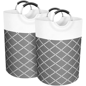 VOSGO Laundry Basket, 2-Pack 82L Waterproof Laundry Hamper, Collapsible Laundry Bag with Comfortable Handle, Large Capacity Storage for College Dorm, Family, Toys, Grey