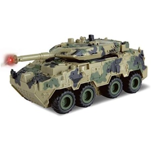 Vokodo Military Tank Battle Truck Toy Push and Go with Lights and Sounds Durable Quality Pivoting Top Friction Power Kids Armored Vehicle Play Army Car Great Gift for Children Boys Girls Camouflage