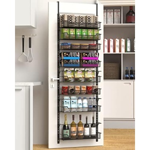 VyGrow Over the Door Pantry Organizer, 8-Tier Over the Door Organizer with Adjustable Hooks and Basket, Pantry Door Organization for Pantry Kitchen Storage Room Spice Rack