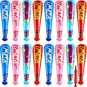 WILLBOND 18 Pcs Pow Inflatable Baseball Bat 20 Inch Inflatable Toy Bat Inflatable Toys Baseball Party Favors for Goodie Bag Favors Carnival Prizes Games Birthday Party Supplies, 4 Colors