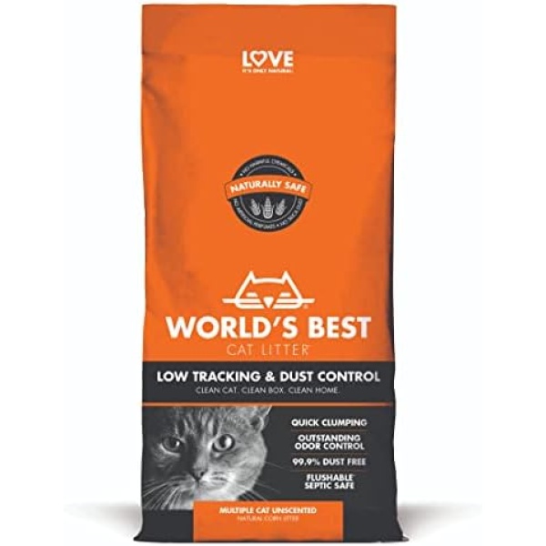 WORLD'S BEST CAT LITTER Low Tracking & Dust Control Multiple Cat Unscented 32-Pounds
