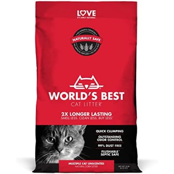 WORLD'S BEST CAT LITTER Multiple Cat Unscented 15 Pounds