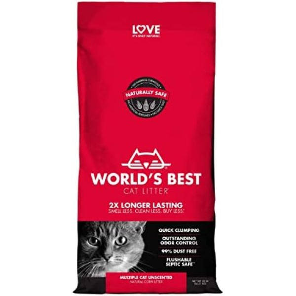 WORLD'S BEST CAT LITTER Multiple Cat Unscented, 32-Pounds