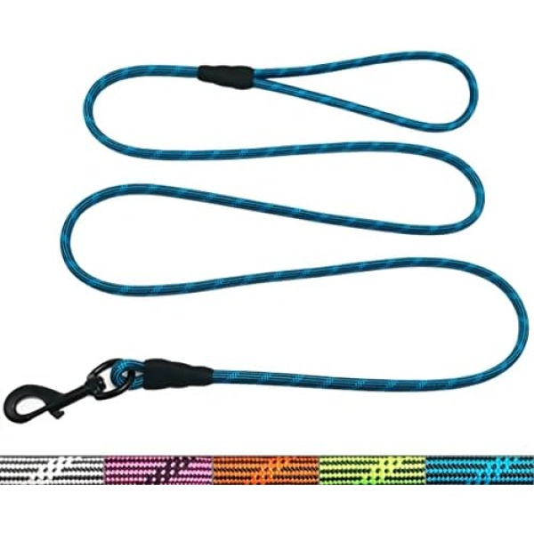 WYuZe 1/5", 1/3" Rope Dog Leash 6 Foot, Lightweight Durable Dog Walking Leash with Rotating Metal Clip, Multi-Color Pet Leash for Small Medium Dogs, Cats, Small Animals