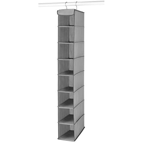 Whitmor Hanging Shoe Shelves - 8 Section - Closet Organizer - Grey