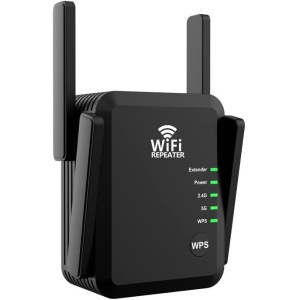WiFi Extender Booster Repeater for Home & Outdoor, 1200Mbps(8000sq.ft) and 45+ Devices, WiFi 2.4&5GHz Dual Band WPS WiFi Signal Strong Penetrability, 360° Coverage, Supports Ethernet Port