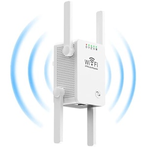 WiFi Extender Internet Signal Booster and Amplifier up to 8500 sq.ft - Long Range Coverage Wi-Fi Repeater for Home, with Ethernet Port & Access Point Mode, Support 40 Devices,1 Touch Easy Setup