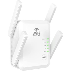 WiFi Range Extender, 1200Mbps Signal Booster, Long Range Coverage up to 9880sq.ft and 45 Devices, Wireless Internet Repeater and Signal Amplifier Extend WiFi Signal to Home Devices