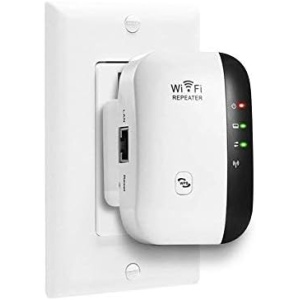 WiFi Range Extender Coverage Up to2640 Sq Ft and 25 Devices WiFi Repeater, Long Range Amplifier with Ethernet Port, Access Point, 1-Tap Setup, Alexa Compatible N300