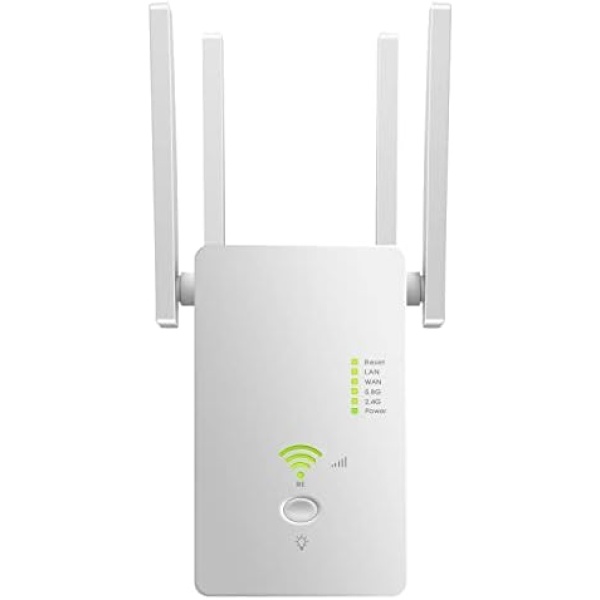 WiFi Range Extender Signal Booster Covers Up to 2640 Sq.ft and 25 Devices, Up to 1200Mbps Dual Band WiFi Repeater with Ethernet Port Internet Booster for Home