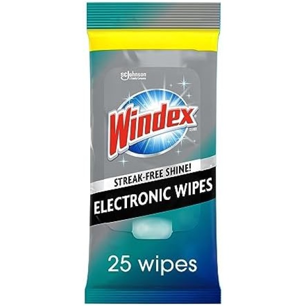 Windex Electronics Wipes, Pre-Moistened, Provides Streak-Free Shine, 25 Count